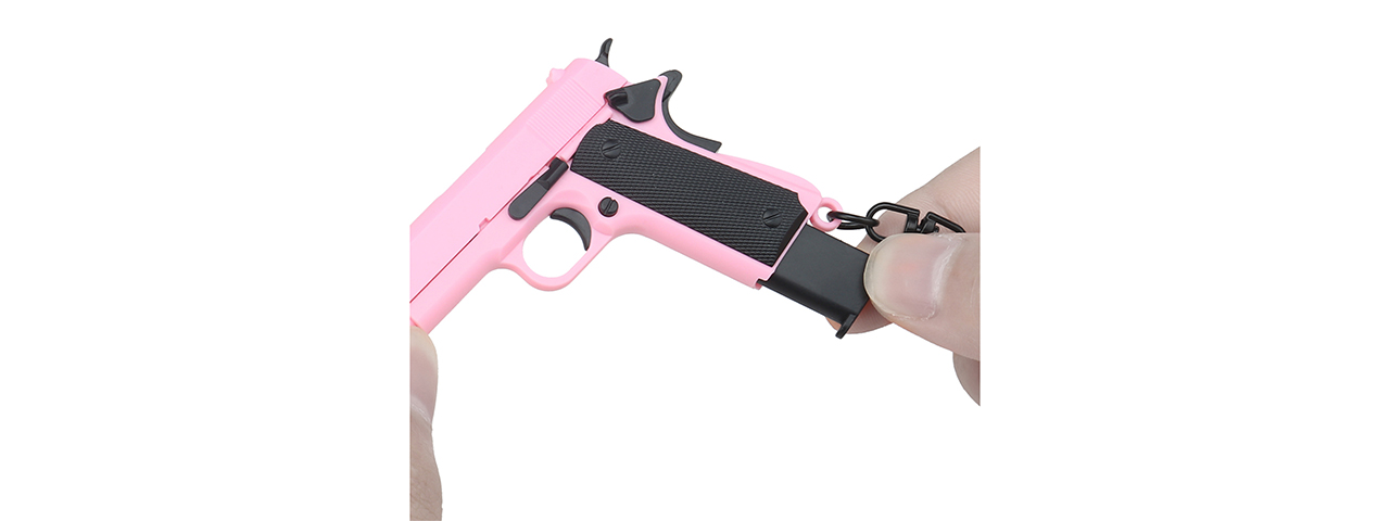 Tactical Detachable Mini 1911 Pistol Keychain (Color: Pink) - Click Image to Close