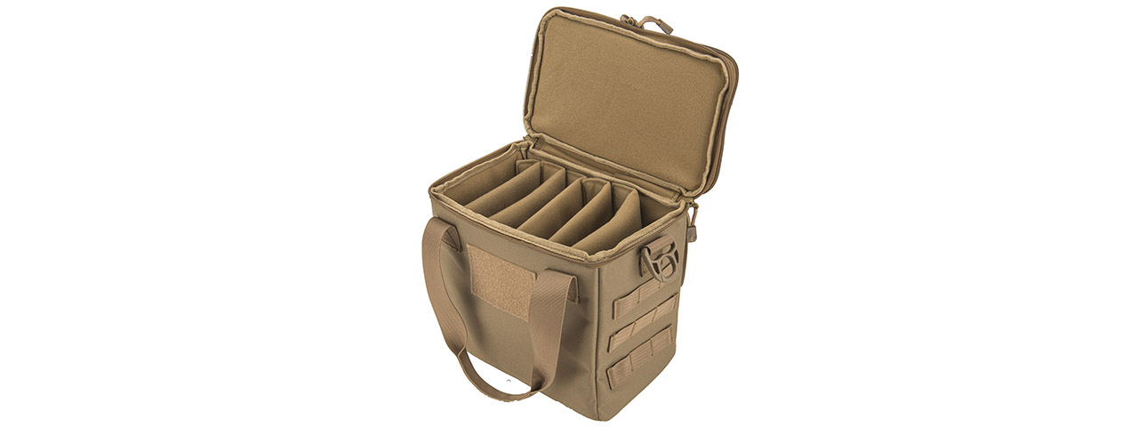 Lancer Tactical Nylon Pistol Range Bag (Color: Tan) - Click Image to Close