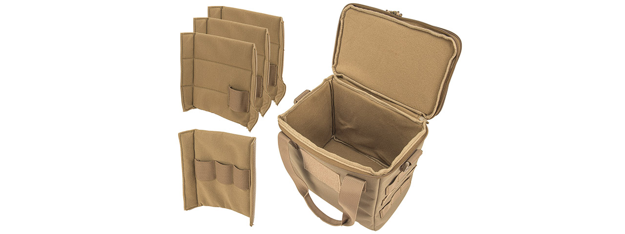 Lancer Tactical Nylon Pistol Range Bag (Color: Tan) - Click Image to Close