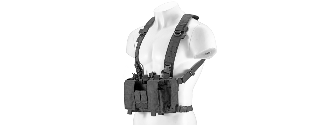 Lancer Tactical Buckle Up Lightweight Chest Rig (Color: Black)