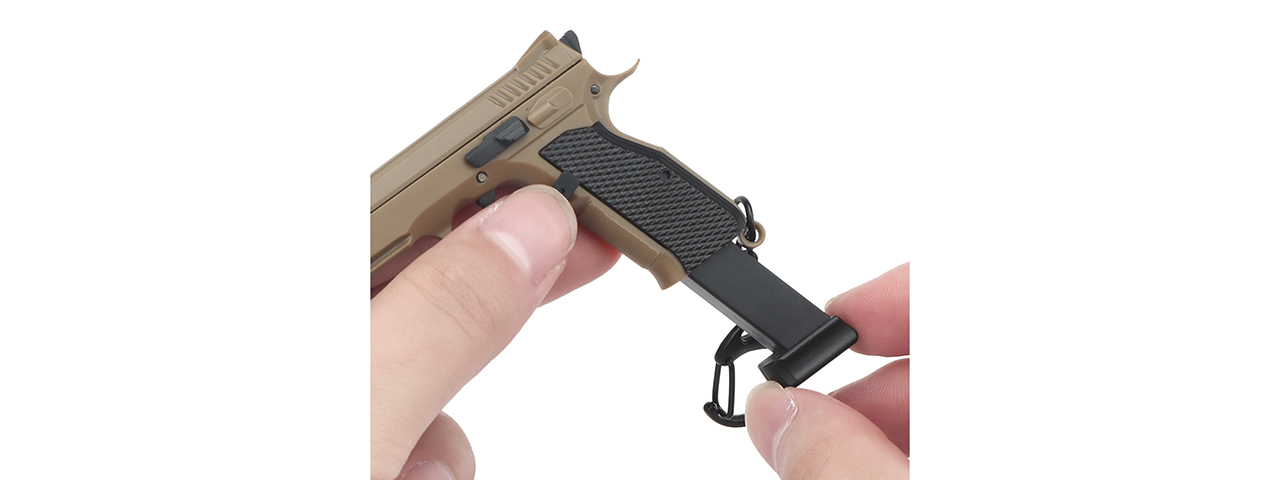 Tactical Detachable Mini Pistol Keychain (Color: Tan) - Click Image to Close