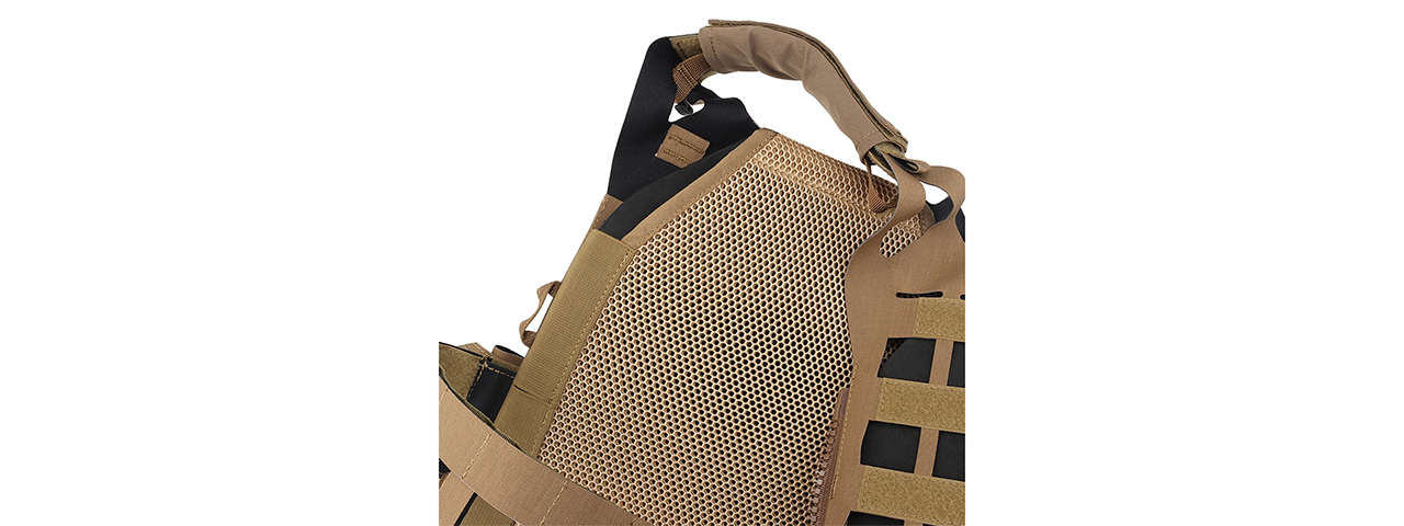 Lightweight SPC Laser Cut Tactical Vest (Color: Coyote Brown) - Click Image to Close