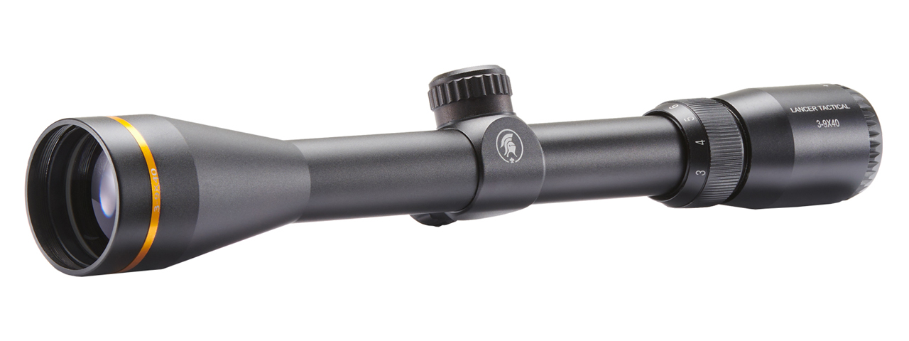 Lancer Tactical 3-9x40 Scope with Gold Ring and Mount (Color: Black) - Click Image to Close