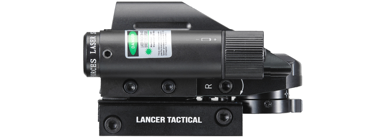 Lancer Tactical 4 Pattern Reticle Reflex Sight w/ Green Laser (Color: Black)