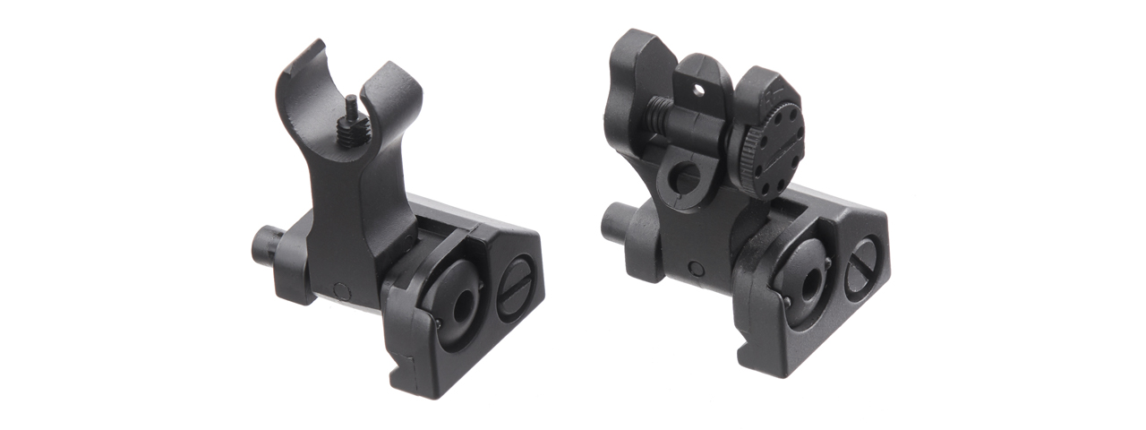 Lancer Tactical Metal Flip-Up Front and Rear Iron Sights (Color: Black)