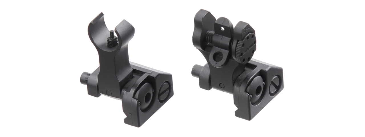 Lancer Tactical Metal Flip-Up Front and Rear Iron Sights (Color: Black) - Click Image to Close