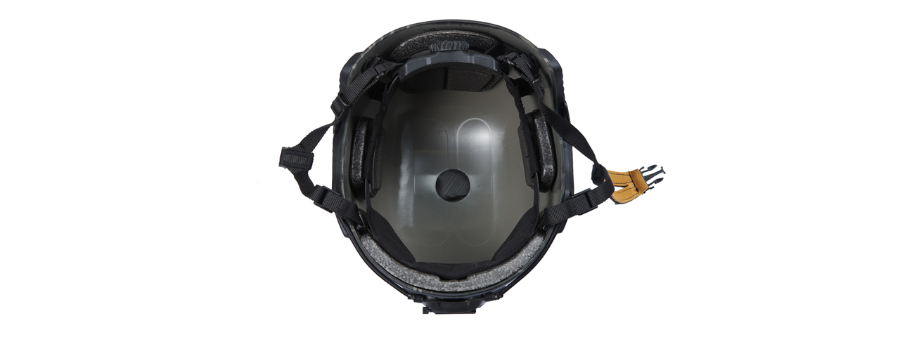 Lancer Tactical Airsoft Ballistic MH Type Helmet (Color: Camo Black) - Click Image to Close
