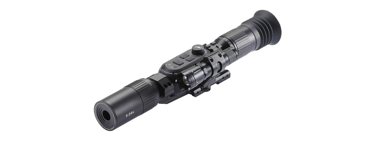 Digital Night Vision 4K HD 3-34x Rifle Scope WIFI Connection with Flashlight (Color: Black)