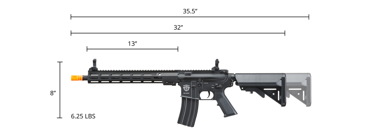 Classic Army 13.5" MK16 ECS Airsoft AEG Rifle (Color: Black) - Click Image to Close