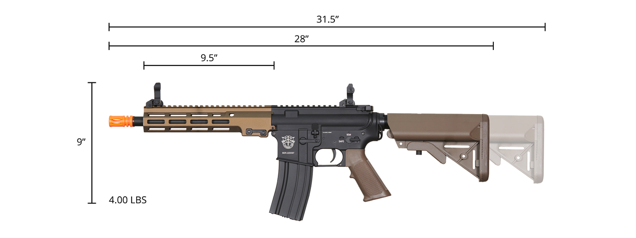 Classic Army 9.5" MK16 ECS Airsoft AEG Rifle (Color: Two-Tone) - Click Image to Close