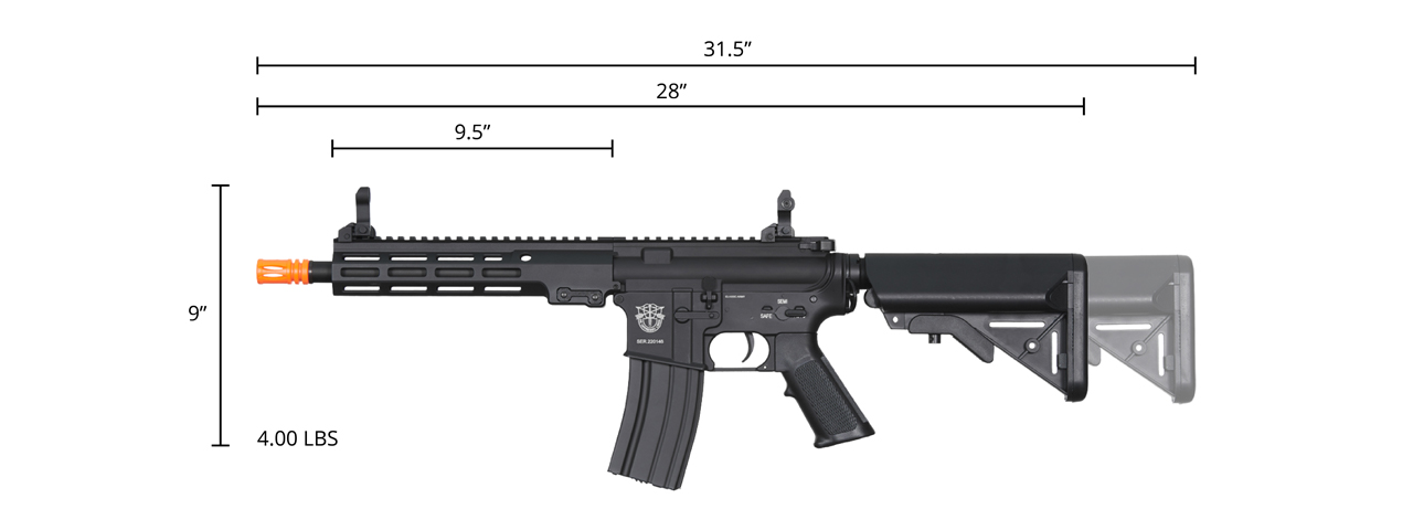 Classic Army 9.5" MK16 ECS Airsoft AEG Rifle (Color: Black) - Click Image to Close