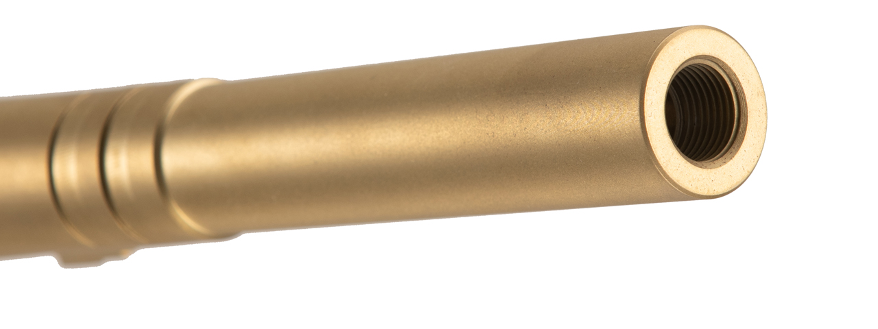 Stainless Steel Threaded Outer Barrel for 5.1 Hi-Capa Pistols (Gold) - Click Image to Close