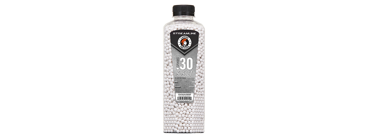 Lancer Tactical 5050 Round 0.30g Streamline Competition Grade BB Bottle (Color: White) - Click Image to Close