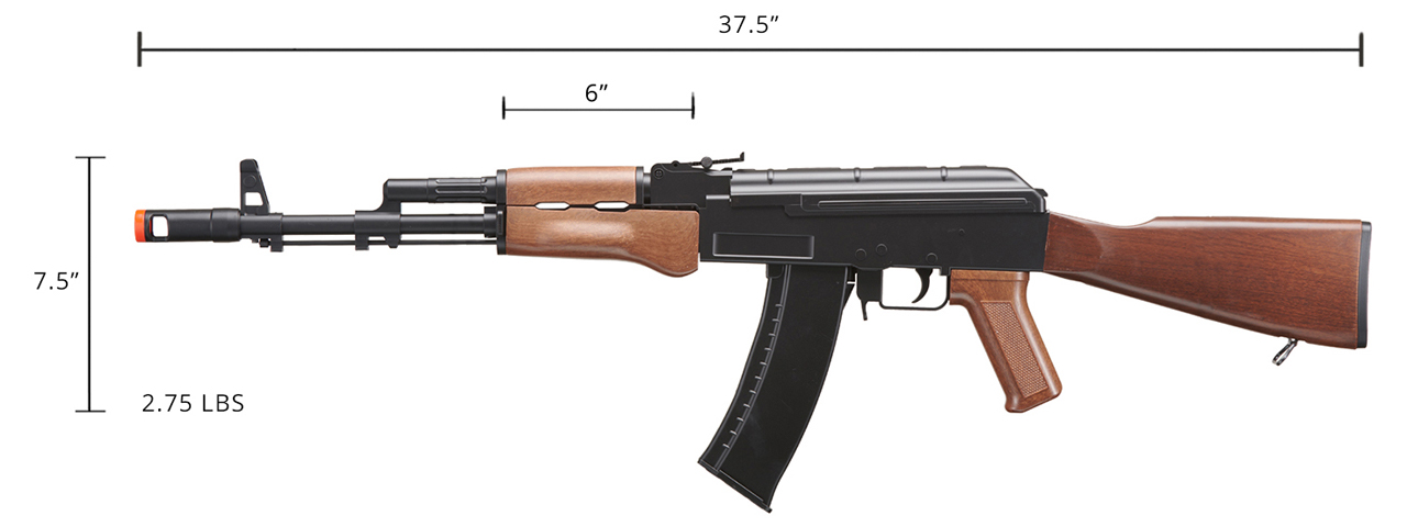 WELLFIRE AIRSOFT POLYMER AK47 AEG RIFLE - BLACK/WOOD