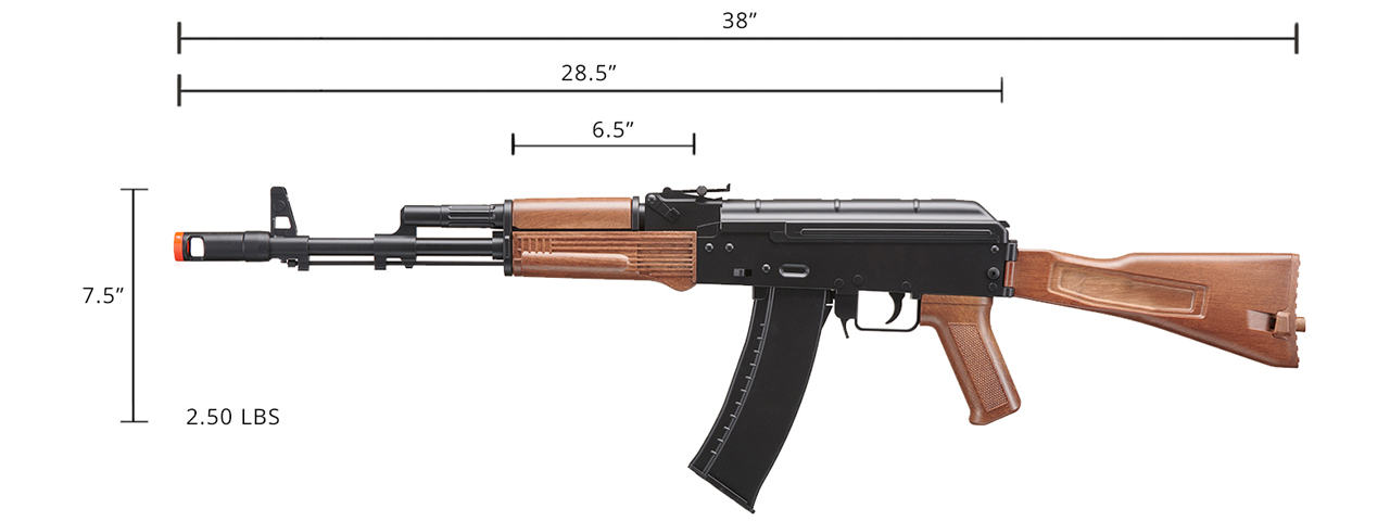 WELL D74 AK-74 PLASTIC GEAR AIRSOFT GUN (COLOR: BLACK & WOOD)