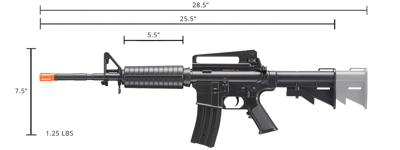 Well D94S M4A1 Auto Electric Gun Plastic Gear w/ Retractable Stock - Click Image to Close