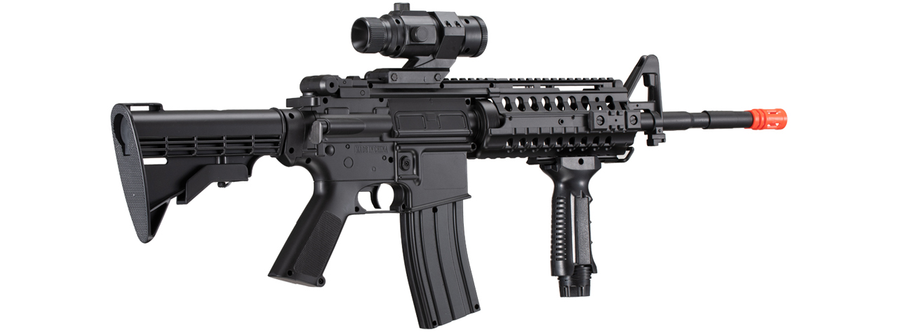 WellFire D96 M4 Carbine Airsoft AEG Rifle w/ Scope and Grip (Color: Black) - Click Image to Close