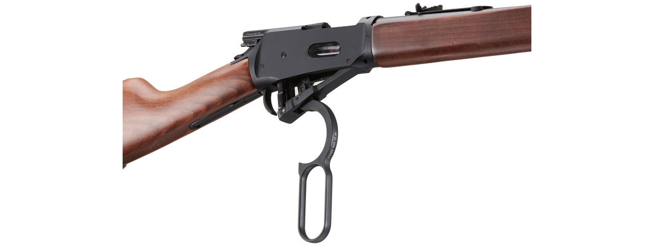 Double Bell M1894 CO2 Powered Lever Action Airsoft Rifle (Color: Black / Wood) - Click Image to Close