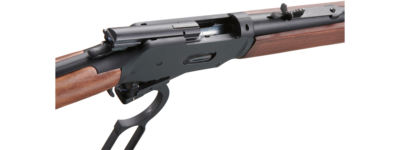 Double Bell M1894 CO2 Powered Lever Action Airsoft Rifle (Color: Black / Wood) - Click Image to Close