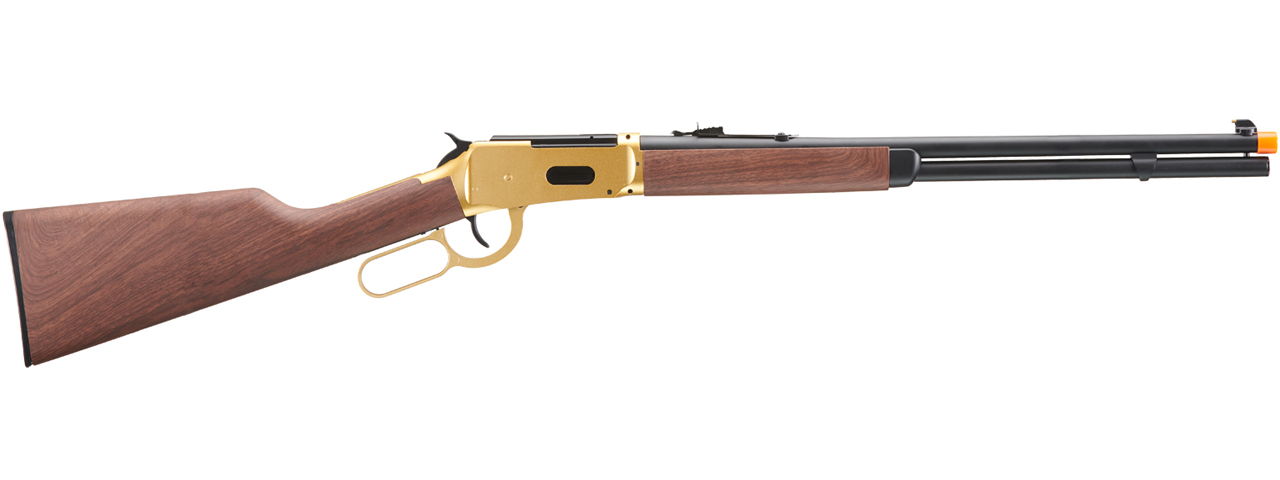 Double Bell M1894 CO2 Powered Lever Action Airsoft Rifle (Color: Gold / Imitation Wood) - Click Image to Close