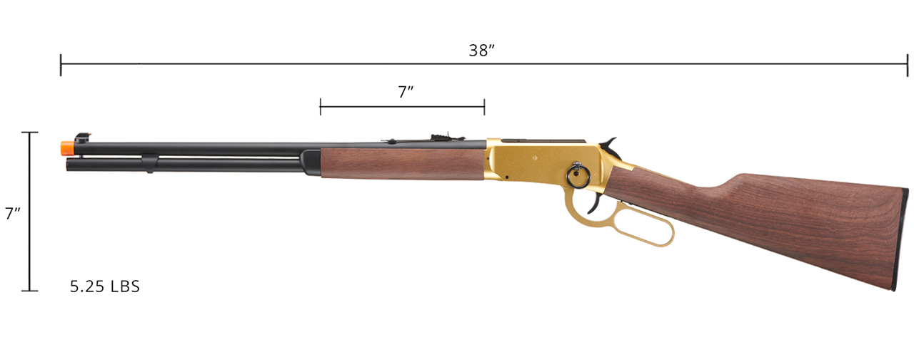 Double Bell M1894 CO2 Powered Lever Action Airsoft Rifle (Color: Gold / Imitation Wood) - Click Image to Close