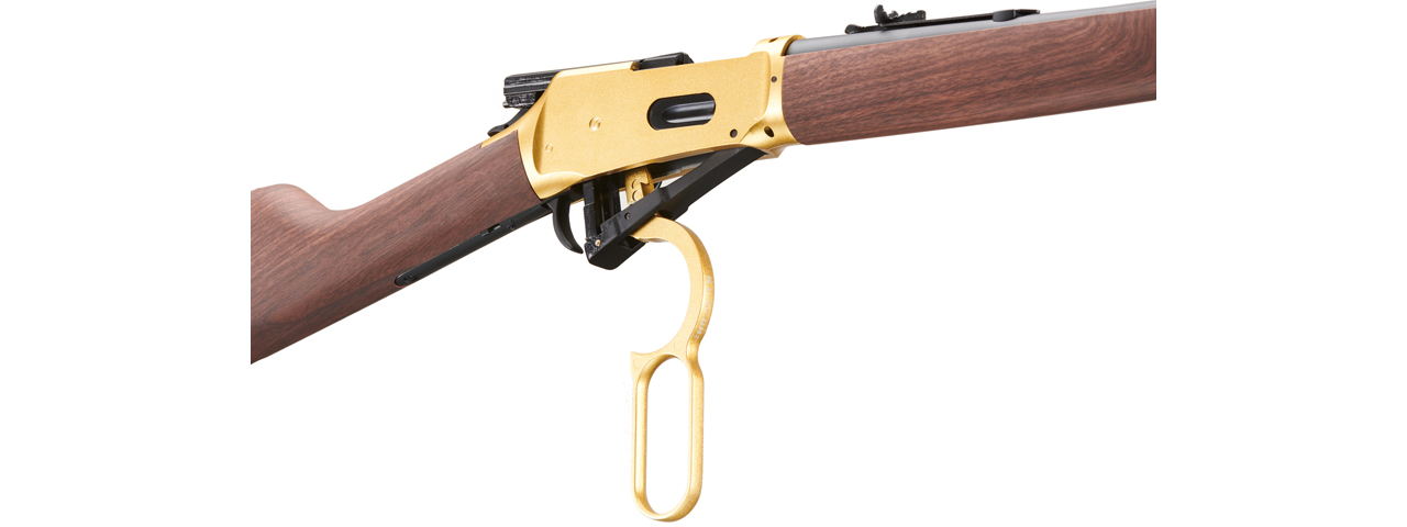 Double Bell M1894 CO2 Powered Lever Action Airsoft Rifle (Color: Gold / Imitation Wood) - Click Image to Close