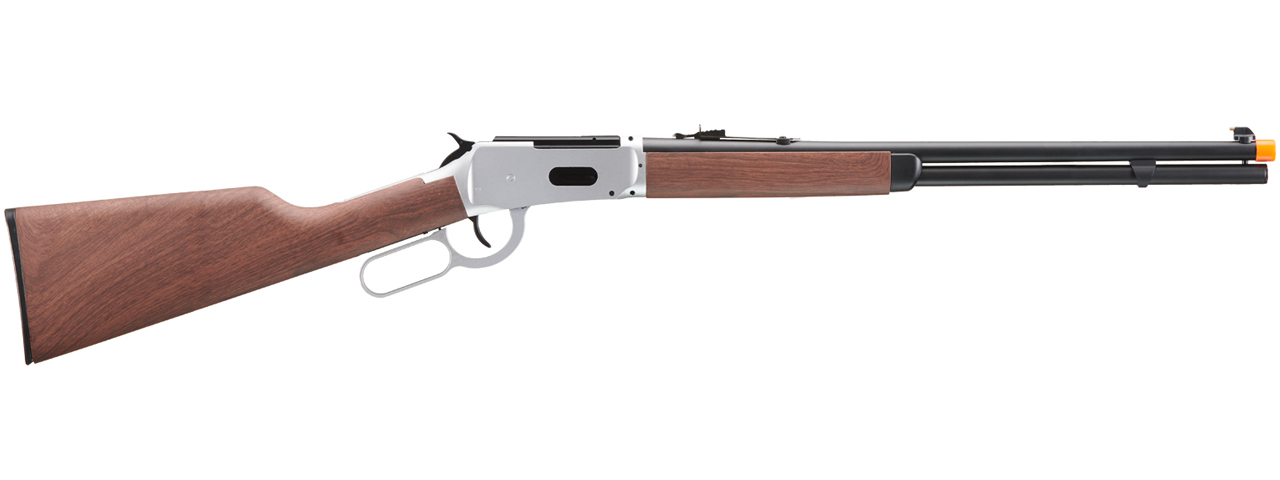 Double Bell M1894 CO2 Powered Lever Action Airsoft Rifle (Color: Silver / Imitation Wood) - Click Image to Close