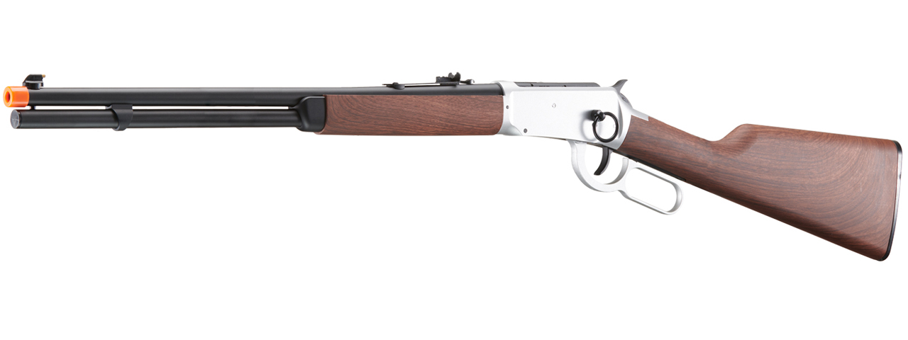 Double Bell M1894 CO2 Powered Lever Action Airsoft Rifle (Color: Silver / Imitation Wood) - Click Image to Close