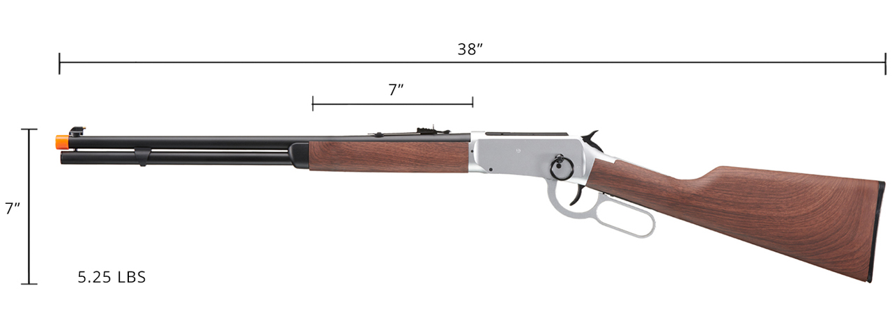 Double Bell M1894 CO2 Powered Lever Action Airsoft Rifle (Color: Silver / Imitation Wood) - Click Image to Close