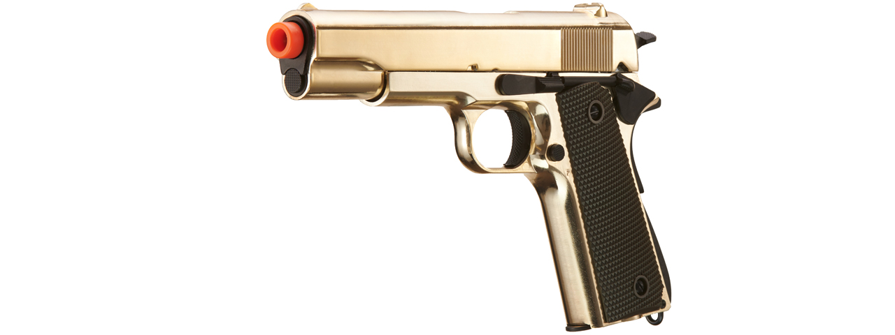 Double Bell Green Gas M1911 GBB Airsoft Pistol Type 1 (Low Velocity) - Gold - Click Image to Close