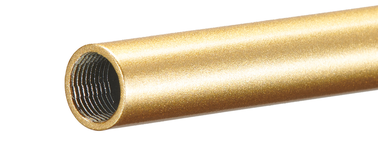 Double Bell Smooth 5 inch Threaded Hi-Capa Airsoft Pistol Outer Barrel (Color: Gold) - Click Image to Close