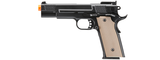 Double Bell Green Gas Full Metal 1911 Gas Blowback Airsoft Pistol w/ Tan Grip (Color: Black)