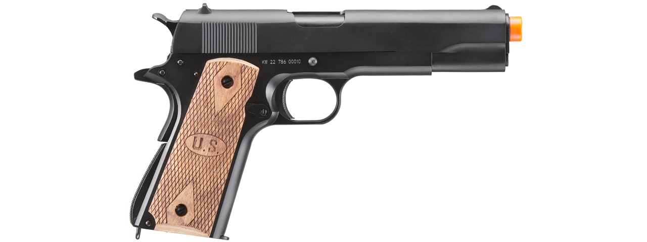 Double Bell M1911 Green Gas Blowback Airsoft Pistol w/ Wood Grip (Color: Black) - Click Image to Close