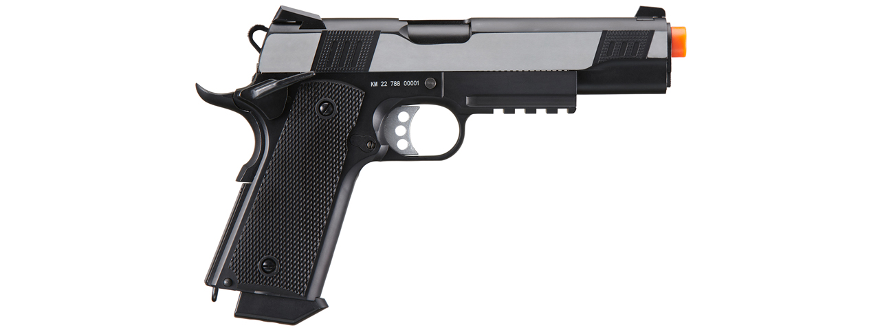 Double Bell M1911 Green Gas Blowback Airsoft Pistol w/ Silver Slide (Color: Black) - Click Image to Close