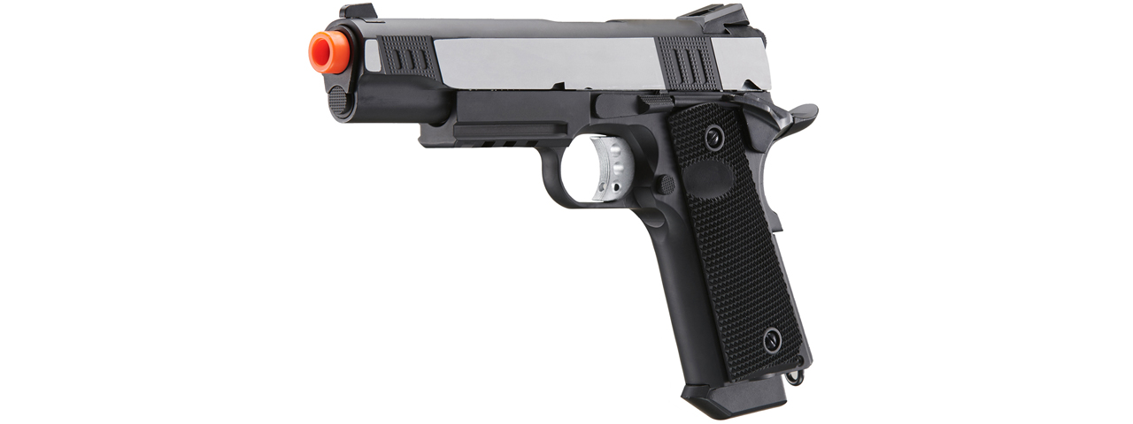 Double Bell M1911 Green Gas Blowback Airsoft Pistol w/ Silver Slide (Color: Black)