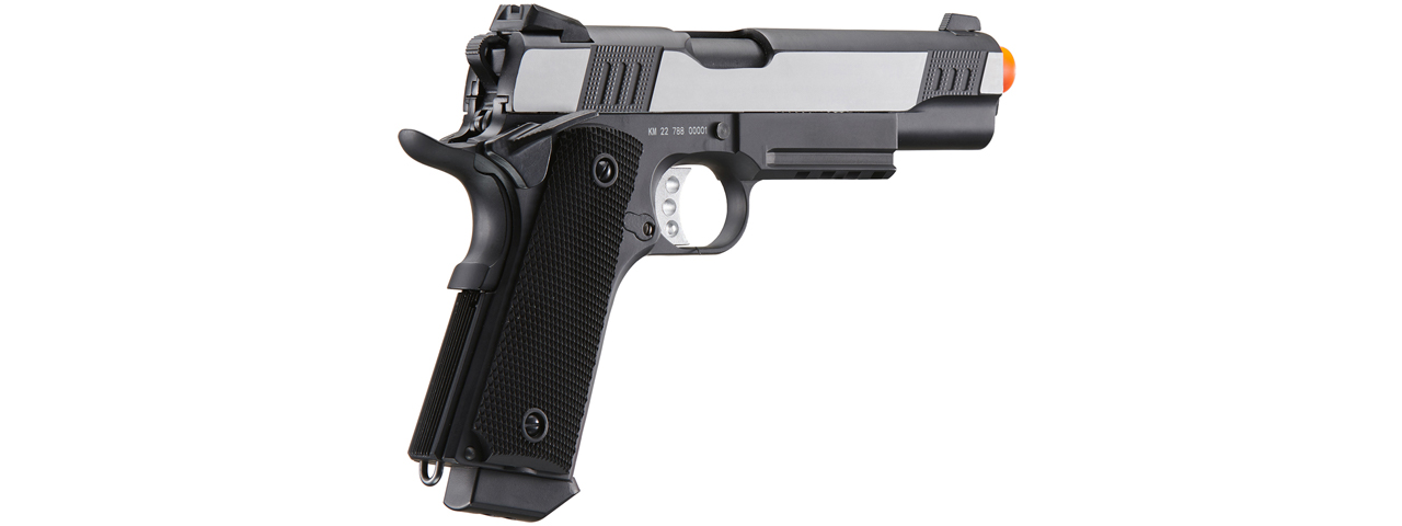 Double Bell M1911 Green Gas Blowback Airsoft Pistol w/ Silver Slide (Color: Black) - Click Image to Close