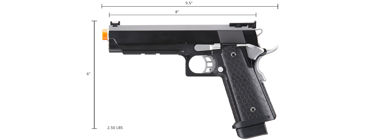 Double Bell Green Gas Hi-Capa 5.1 Gas Blowback Airsoft Pistol w/ Silver Hammer