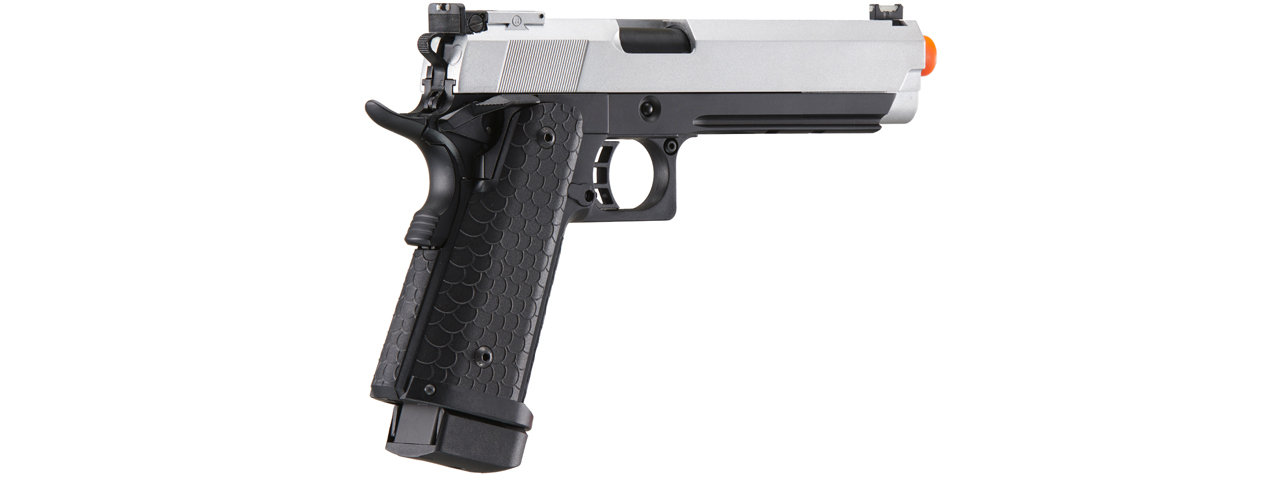 Double Bell Green Gas Hi-Capa 5.1 Gas Blowback Airsoft Pistol w/ Silver Slide - Click Image to Close