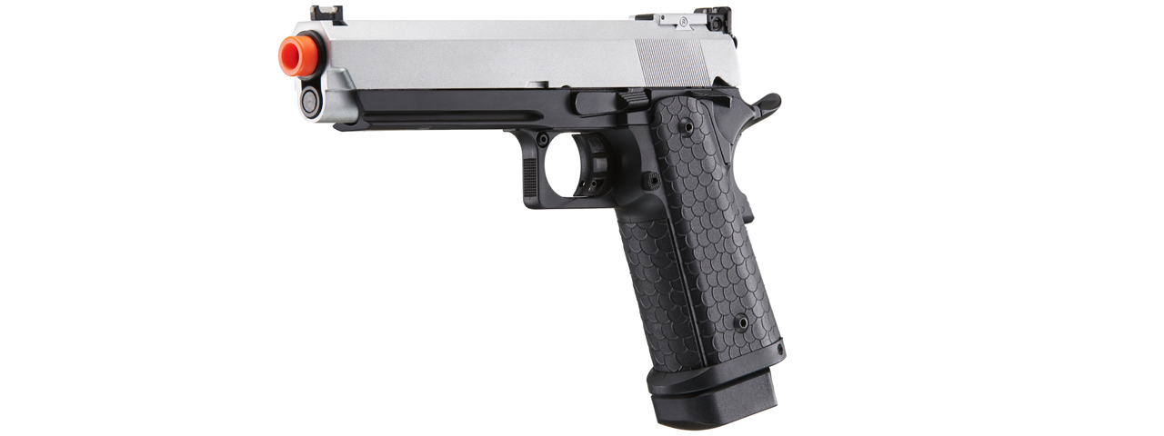 Double Bell Green Gas Hi-Capa 5.1 Gas Blowback Airsoft Pistol w/ Silver Slide - Click Image to Close