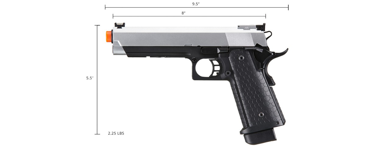 Double Bell Green Gas Hi-Capa 5.1 Gas Blowback Airsoft Pistol w/ Silver Slide - Click Image to Close