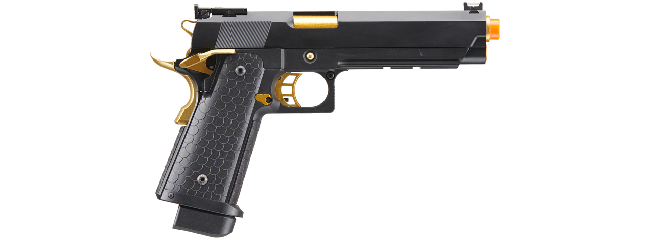 Double Bell Green Gas Hi-Capa 5.1 Gas Blowback Airsoft Pistol w/ Gold Hammer - Click Image to Close