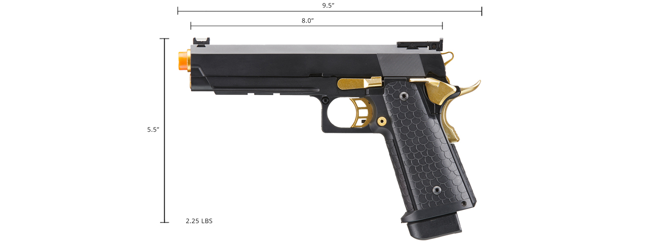 Double Bell Green Gas Hi-Capa 5.1 Gas Blowback Airsoft Pistol w/ Gold Hammer