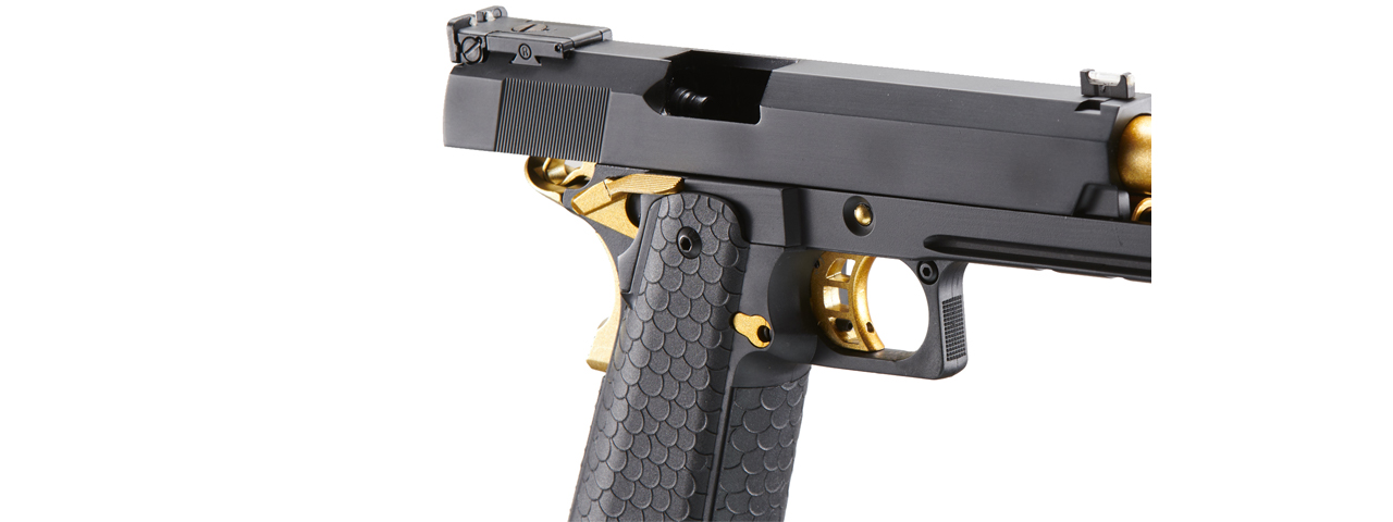 Double Bell Green Gas Hi-Capa 5.1 Gas Blowback Airsoft Pistol w/ Gold Hammer - Click Image to Close