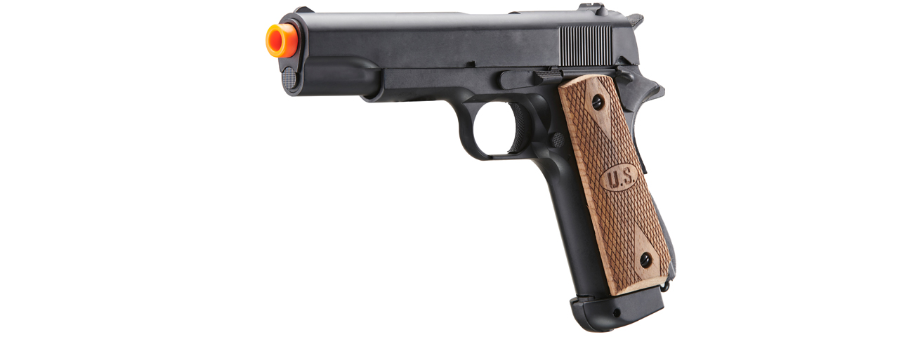 Double Bell M1911 Co2 Gas Blowback Airsoft Pistol w/ Wood Grip (Color: Black)