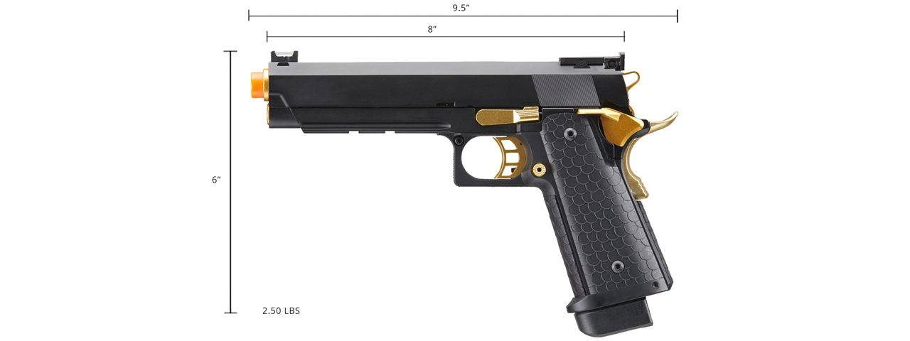 Double Bell Co2 Hi-Capa 5.1 Gas Blowback Pistol with Gold Hammer