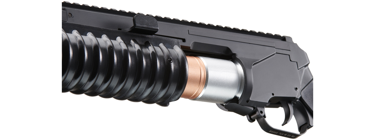 Double Bell Long Type Grenade Launcher w/ 40mm Grande (Color: Black) - Click Image to Close