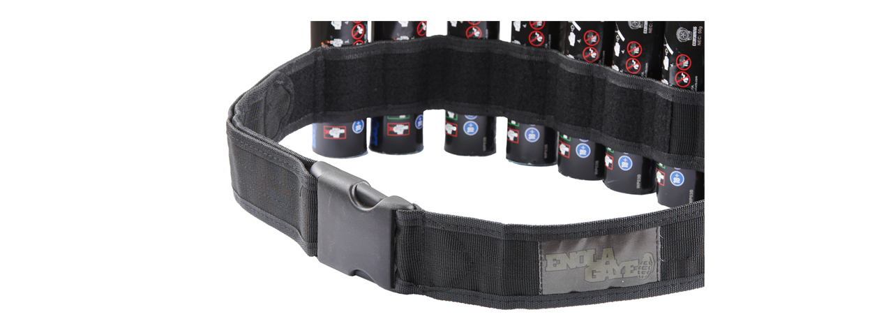 Enola Gaye Hang Ten Bandolier Belt for Airsoft Smoke Grenades (Color: Black)