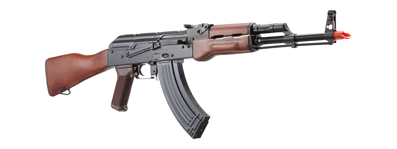 E&L Airsoft New Essential Version AKM Airsoft AEG Rifle w/ Real Wood Furniture (Color: Black) - Click Image to Close