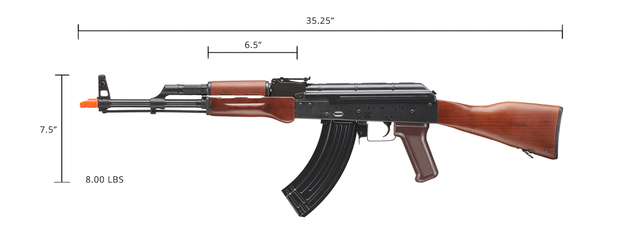 E&L Airsoft New Essential Version AKM Airsoft AEG Rifle w/ Real Wood Furniture (Color: Black) - Click Image to Close