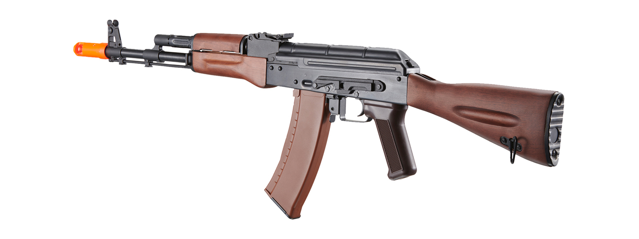 E&L Airsoft New Essential Version AK-74N Airsoft AEG Rifle w/ Real Wood Furniture (Color: Black) - Click Image to Close